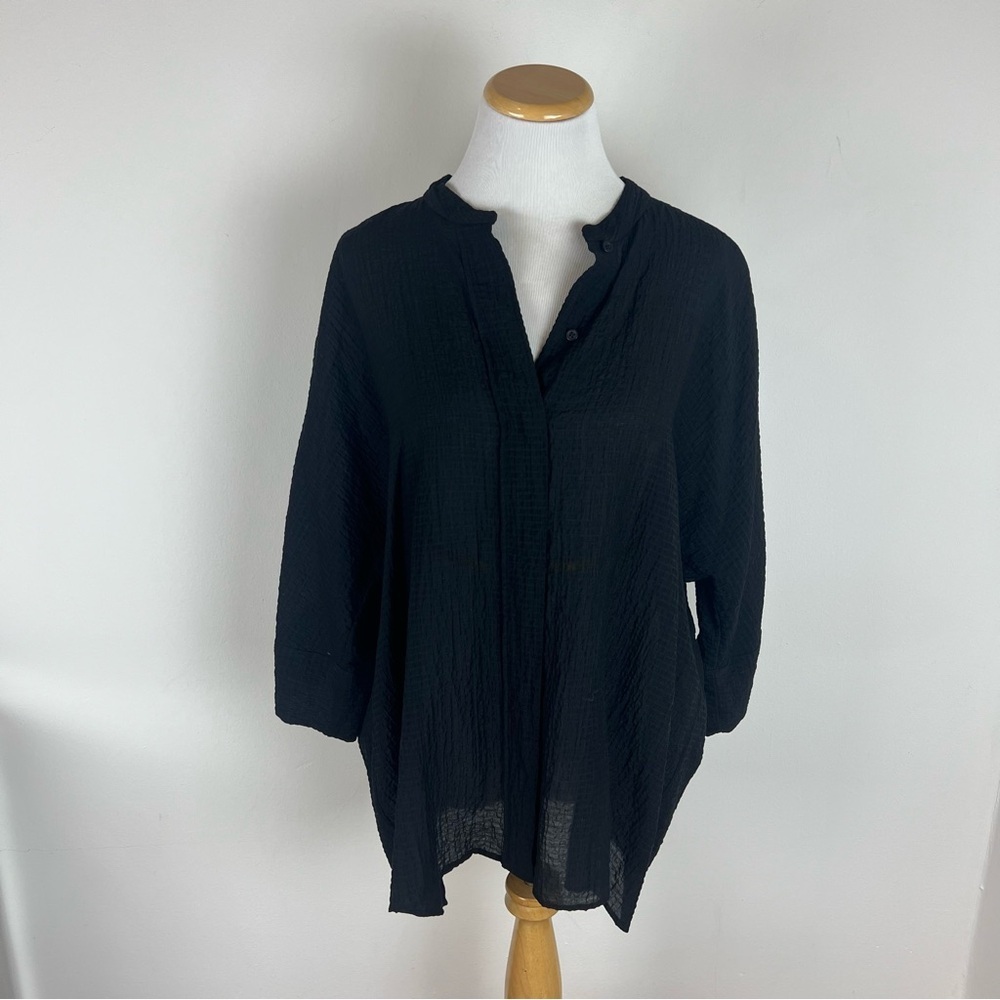 Cos Button Down Oversized Light Weight Black Top … - image 4